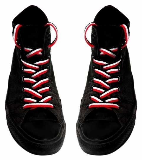 Schnürsenkel - schwarz/weiß/rot - 120cm