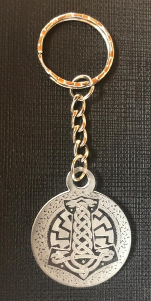 Schlüsselanhänger - PVC - Schwarze Sonne mit Thors Hammer - rund +++EINZELSTÜCK+++