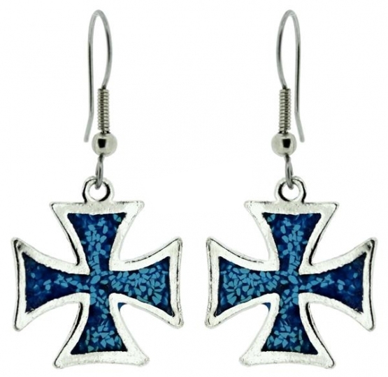 Ohrringe - Eisernes Kreuz - blau
