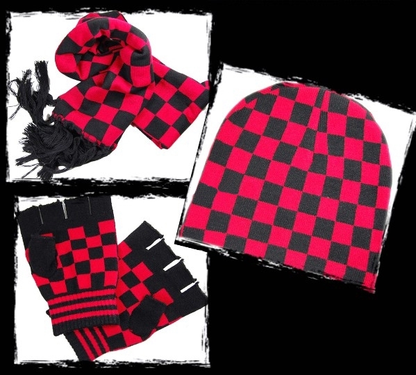 Schal Set - Red Chess Pattern+++EINZELSTÜCK+++