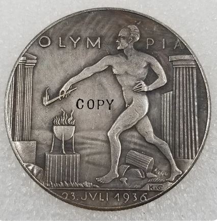 Gedenkmünze - Medallie - Olympia 1936 - BERLIN - silbern - Sammleranfertigung