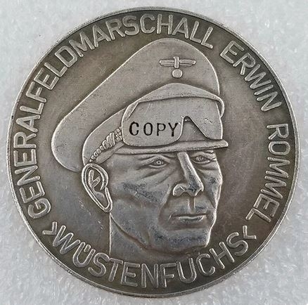 Gedenkmünze - Medallie - Erwin Rommel - Wüstenfuchs - silbern - Sammleranfertigung