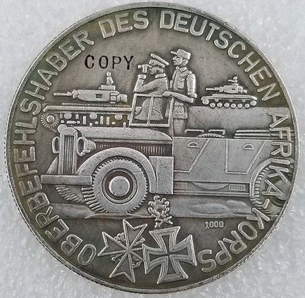 Gedenkmünze - Medallie - Erwin Rommel - Wüstenfuchs - silbern - Sammleranfertigung