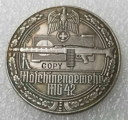 Gedenkmünze - Medallie - Maschinengwehr MG 42 - silbern - Sammleranfertigung