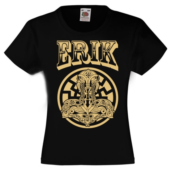 Kinder T-Shirt - Wunschname - Schwarze Sonne mit Thors Hammer - Junge