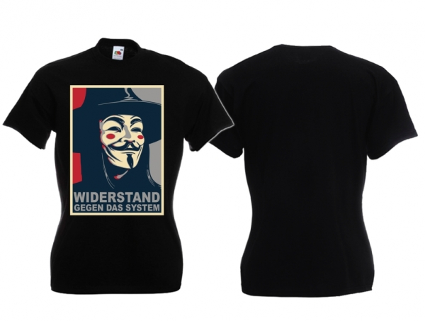Frauen T-Shirt - Widerstand - Gegen das System - schwarz