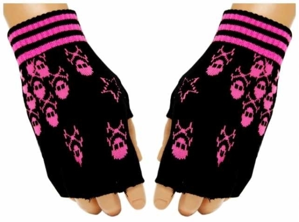 Handschuhe - Pink Skulls+++EINZELSTÜCK+++