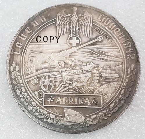 Gedenkmünze - Medallie - Afrika Korps - silbern - Sammleranfertigung