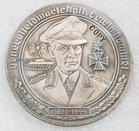 Gedenkmünze - Medallie - Erwin Rommel - Generalfeldmarschall - silbern - Sammleranfertigung