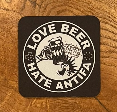 Getränkeuntersetzer - Love Beer - Hate Antifa - schwarz