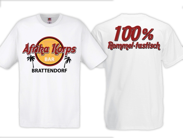 T-Hemd - Afrikakorps Bar Brattendorf - 100% Rommel-tastisch - weiß