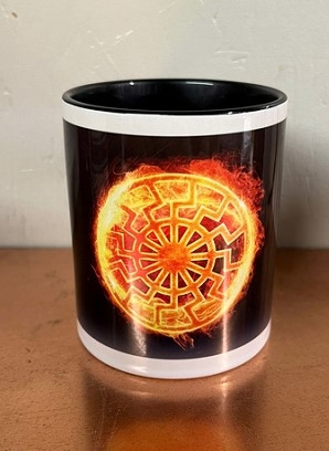 Tasse - schwarz - Schwarze Sonne - brennend