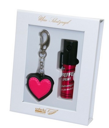 Geschenkbox: Herz-Alarm + Pfefferspray Lady Pink Schutzengel - 100227 -