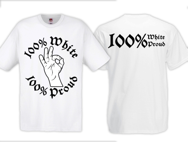 T-Hemd - White Power - Logo - Modern - 100% White/Proud - großer Frontdruck - weiß