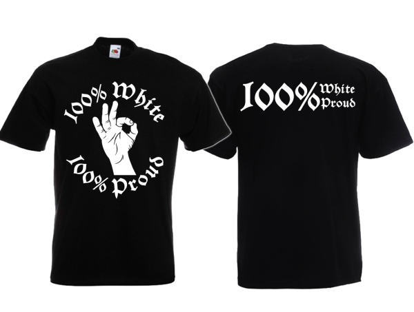 T-Hemd - White Power - Logo - Modern - 100% White/Proud - großer Frontdruck - schwarz