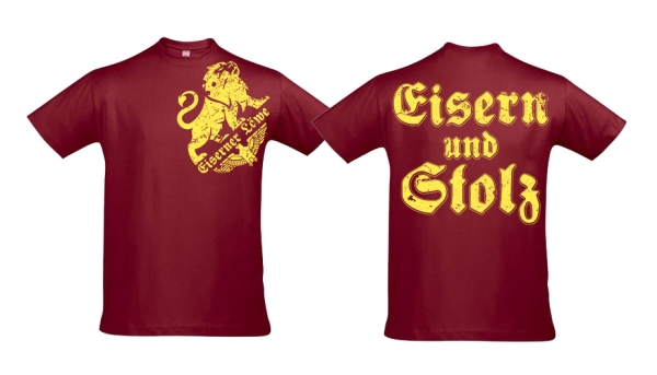 T-Hemd - Eiserner Löwe - Eisern und Stolz - burgundy