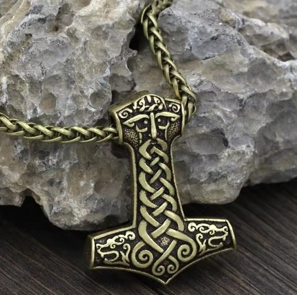 Halskette - Thors Hammer - Hammerfest - antike Bronze Optik