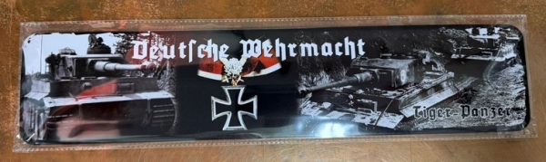 Blechschild - 10x45cm - Deutsche Wehrmacht - Tiger Panzer XXL-Version - D188 (461)