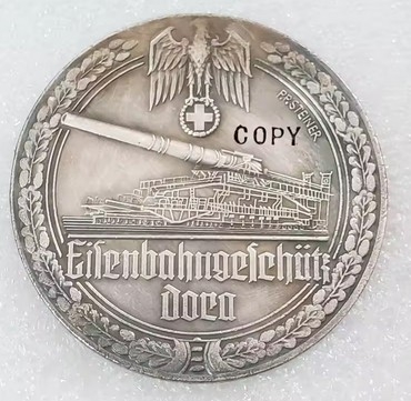 Gedenkmünze - Medallie - Eisenbahngeschütz Dora - silbern - Sammleranfertigung