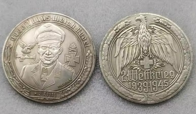 Gedenkmünze - Medallie - Oberst - Hans Ulrich Rudel - silbern - Sammleranfertigung