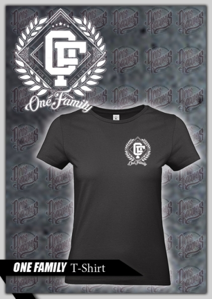 Frauen T-Shirt - One Family - Ehrenkranz - Girly schwarz