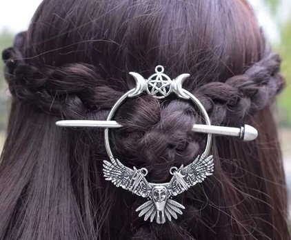 Haarspange - Pentagram mit Eule