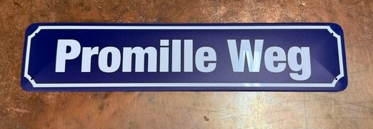 Blechschild - 10x45cm - Promille Weg - blau +++EINZELSTÜCK+++