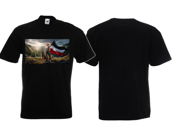 T-Hemd - Heimatliebe - Deutsche Frau mit Schäferhund - schwarz