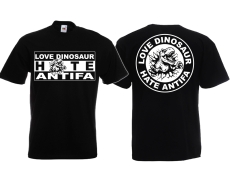 T-Hemd - Love Dinosaur - Hate Antifa - schwarz