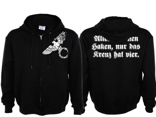Kapuzenjacke - Alles hat nen Haken, nur das Kreuz hat vier - schwarz