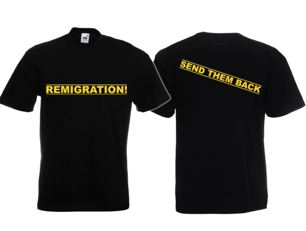 Frauen T-Shirt - Remigration - Motiv 2 - schwarz/gelb