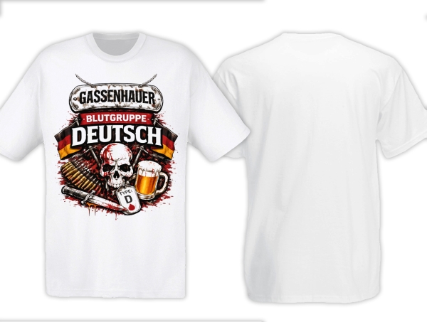 T-Hemd - Gassenhauer - Blutgruppe Deutsch - SRG - weiß