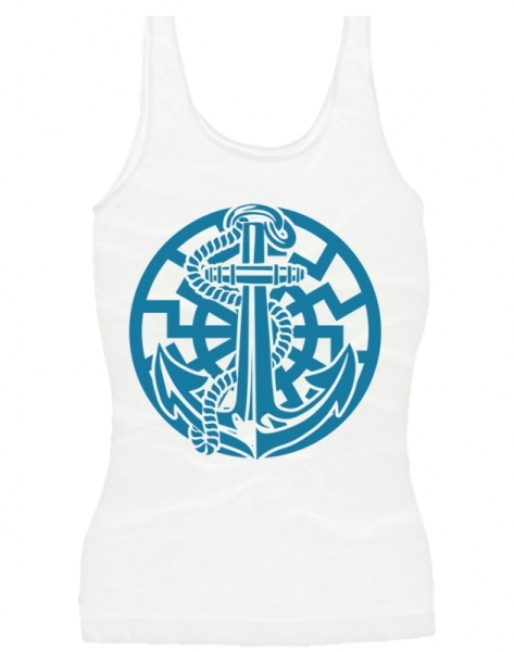 Frauen Top - Anker der Freiheit - weiß/blau
