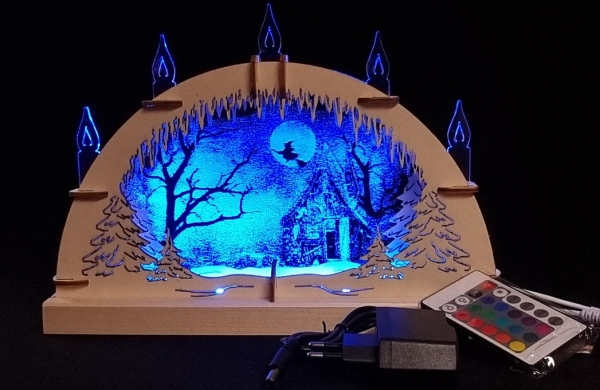 Lichterbogen LED - Foto - Hexe im Winterhäuschen - MINI