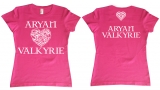 Frauen T-Shirt - Aryan Valkyrie - keltisches Herz - rosa/weiß