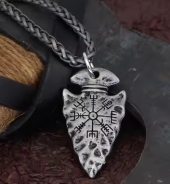 Halskette - Wikinger Kompass auf Speerspitze - mit Kette