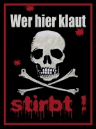 Blechschild - 12x18cm - Wer hier klaut stirbt!