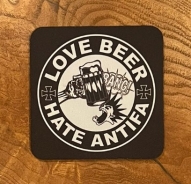 Getränkeuntersetzer - Love Beer - Hate Antifa - schwarz