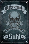 Blechschild - Totenkopf - Waffenschmiede Suhl ( 437 )