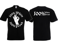 T-Hemd - White Power - Logo - Modern - 100% White/Proud - großer Frontdruck - schwarz