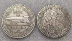 Gedenkmünze - Medallie - Fernrakete V2 - silbern - Sammleranfertigung