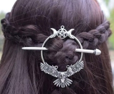 Haarspange - Pentagram mit Eule