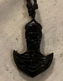 Kettenanhänger aus Horn - Thor Hammer vom Wasserbüffel - schwarz